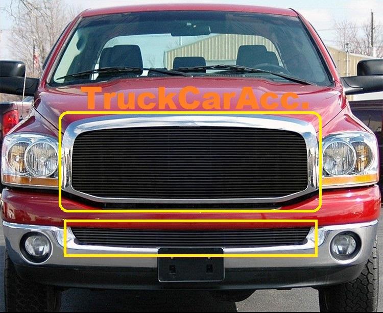 06 07 08 dodge ram 1500 2500 3500 regular model black billet grille combo insert