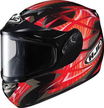 Hjc cs-r2sn storm dual lens black red silver snow helmet adult xl extra large