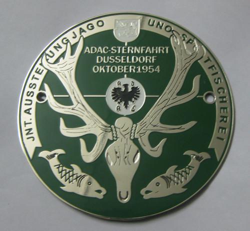 Adac sternfahrt dusseldorg oktober 1954 car grill badge emblem logos metal enaml