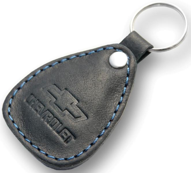 New leather black / blue keychain car logo chevrolet auto emblem keyring