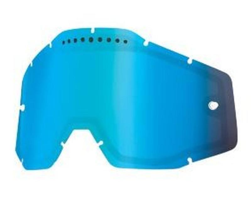 100% fits racecraft,accuri,strata adult dual lens goggle replacement,blue mirror