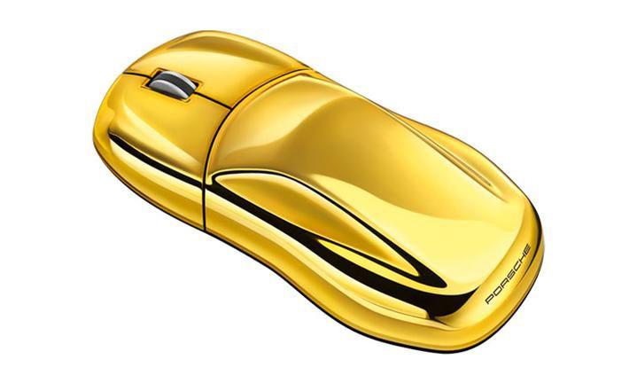 Gold 911 porsche computer mouse 