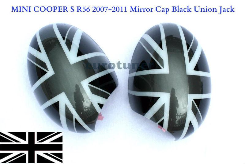 Mini cooper s r56 07 08 09 10 11 12 black union jack mirror cap cover