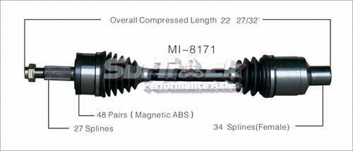 Surtrack perf axles mi-8171 cv half-shaft assembly-new cv axle shaft