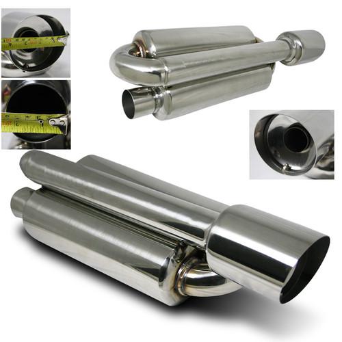 Universal dual muffler ~4" slant tip w/silencer/2.5inlet 'tcs (216s) toyota scio