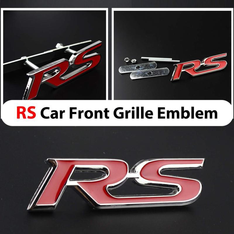 Hot red rs metal hood front grille grill race running badge emblem decal