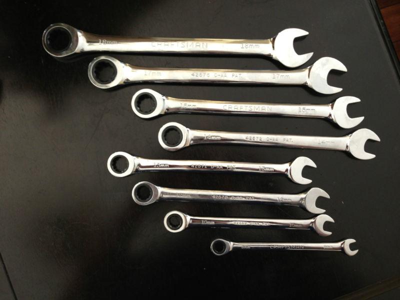Craftsman tools 8pc chrome metric ratcheting combo wrenches set d-aa