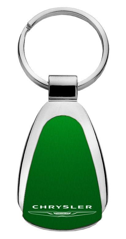 Chrysler green green tear drop metal key chain ring tag key fob logo lanyard