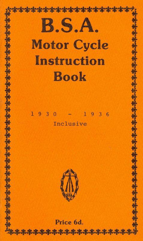 1930-36 inclusive b.s.a. motor cycle instruction book 