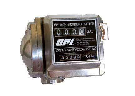 Gpi fm-100h-l8n aluminum herbicide meter- 1in npt inlets & outlets- 15 to 75 lpm