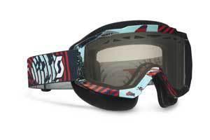 Scott hustle snowcross w/ silver chrome acs thermal lens goggles,vinyl blue/red