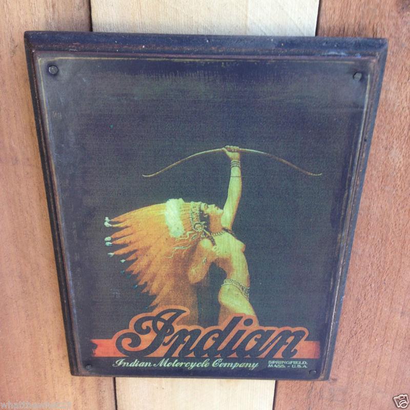 Indian motorcycle girl tank sign for shop frame garage man cave art orginal look