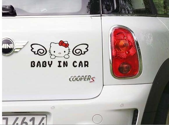 New hello kitty car sticker- baby in car car vinyl decal rear window sticker 