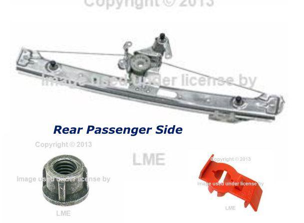 Bmw window regulator w/out motor + clip bushing rear right e46 passenger lift 