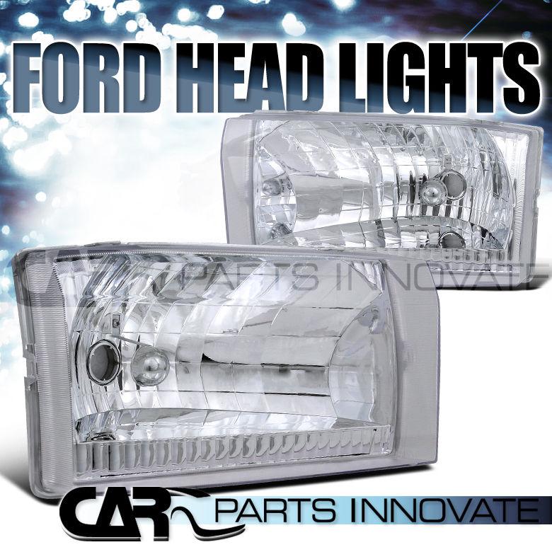 Ford 99-04 f250 f350 f450 f550 00-04 excursion chrome crystal headlights