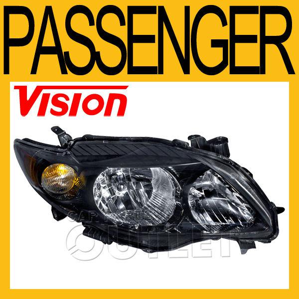 09-10 corolla s/xrs head light lamp black right passenger side replacement new r