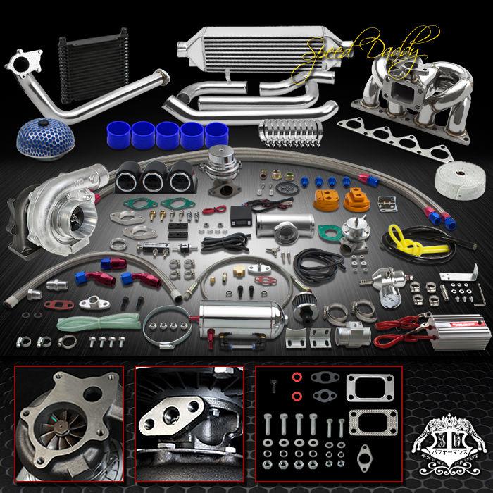 T04e 24p t3/4 turbo kit bolton intercooler+ram horn manifold b16/b18 civic ek/dc