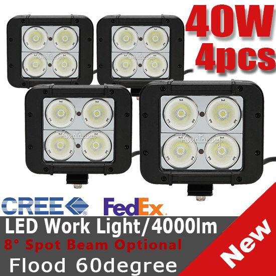 4x 40w cree flood beam led work offroad light bar driving lamp utb van utb 4x4