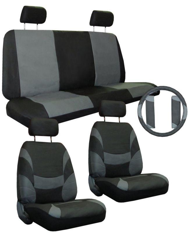 Grey black xtreme car truck suv new seat covers pkg & more #5