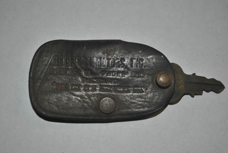 Vintage original packard leather dealer keychain and key roanoke, virginia 