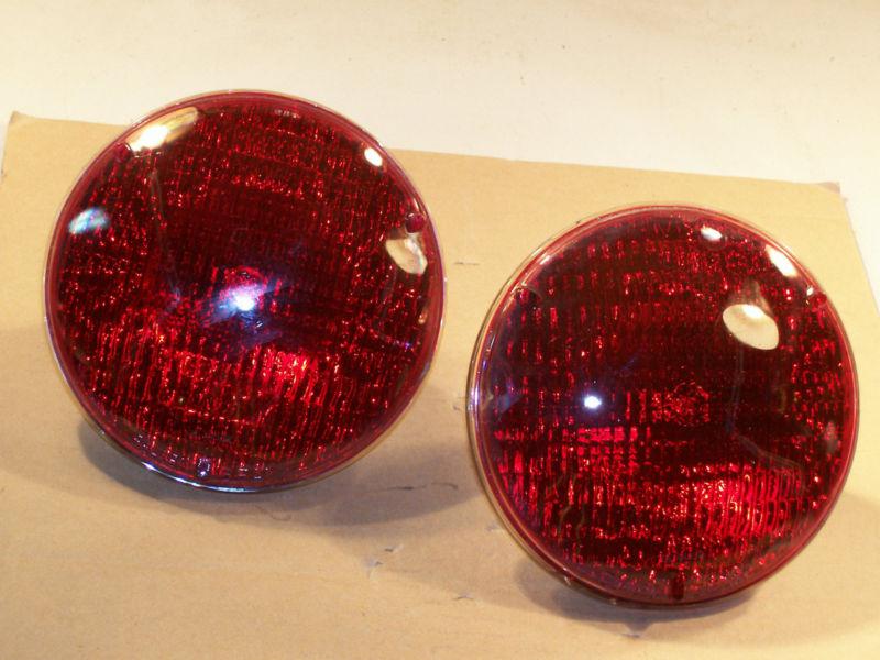 Ge 12 volt sealed beam red lamps 1 pair new firetruck em vehicle 