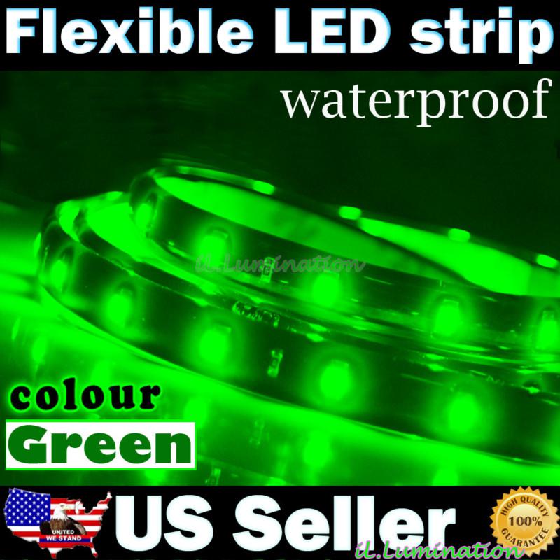 2x 12" flexible 15-smd led strip interior footwell underdash lights green #0b