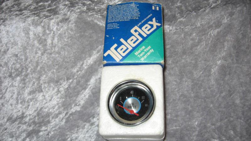  teleflex marine oil preasure guage, 12 vdc nos, with wiring loom & instructions