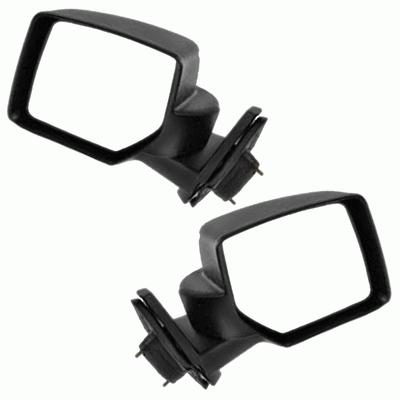 Black manual side view door mirror assembly pair set driver passenger left+right