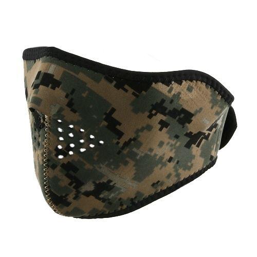 Reversible military, hunters hunting neoprene half face mask - digi green camo