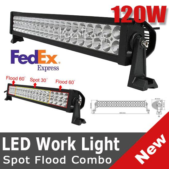 24" 120w flood spot combo work alloy light led offroad bar driving lamp 9000lm