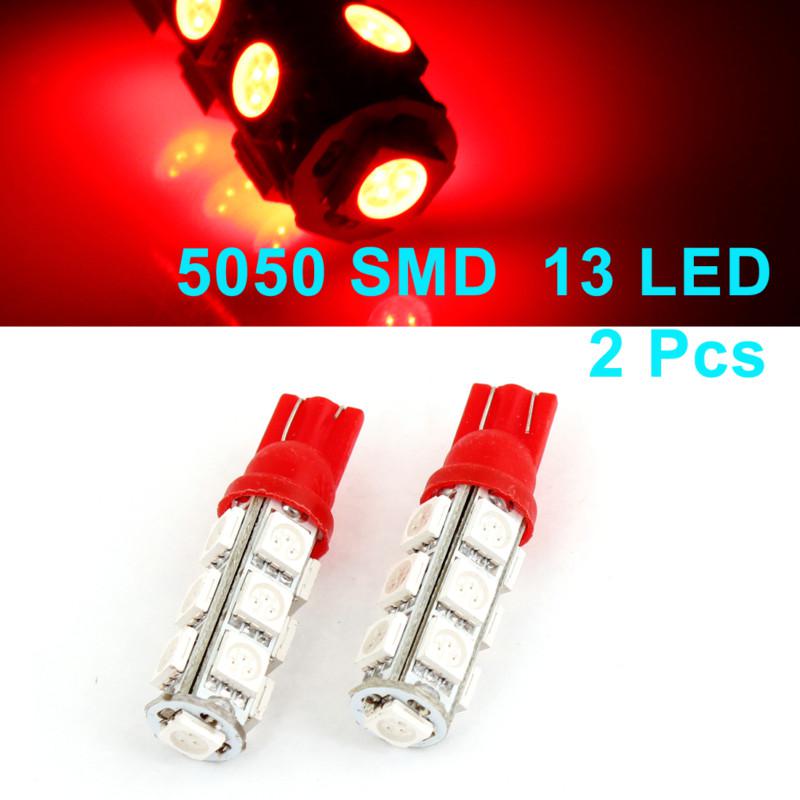 Auto red 5050 t10 wedge 13 smd led meter panel bulb light dc 12v 2pcs