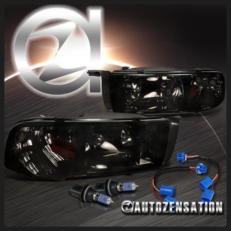 94-01 dodge ram 1500 2500 3500 sport package crystal smoke tint headlights