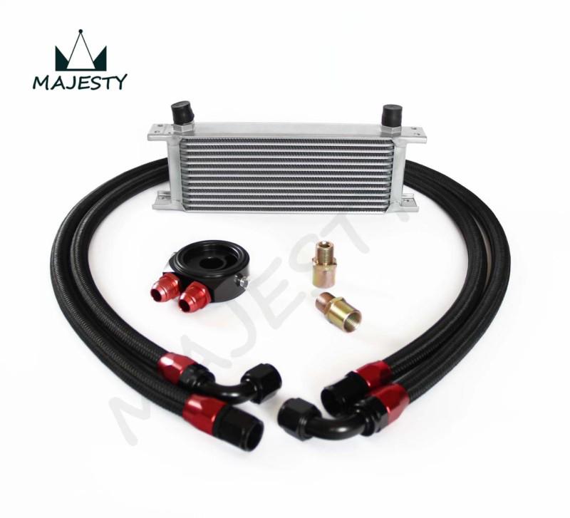 13 row an-10an universal engine transmission oil cooler + filter kit black