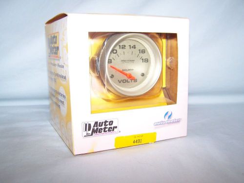 Auto meter ultra-lite electric voltmeter gauge 2-5/8&#034; (67mm) 8 - 18 volts 4491