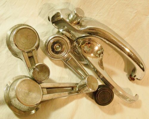 Lot of 5 vintage window cranks and door handles push button