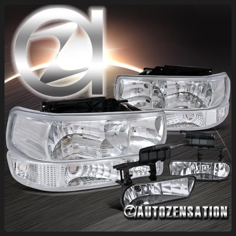 Chrome 99-02 silverado 00-06 suburban tahoe headlight+bumper lamp+fog lights