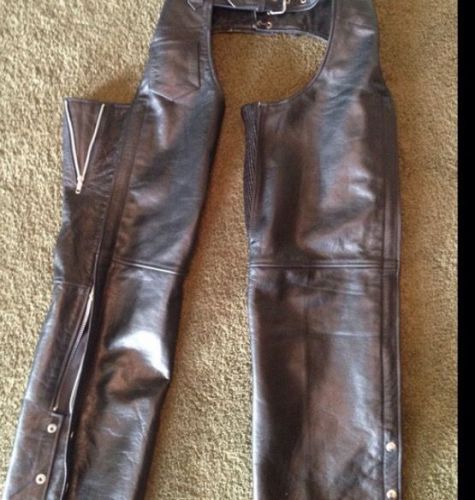 Ladies black leather riding chaps