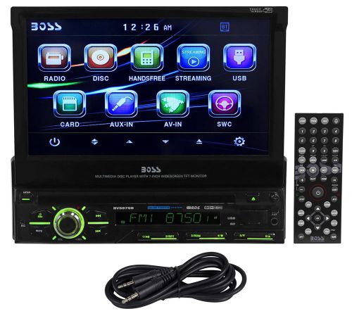 Boss bv9979b 7&#034; in-dash single din car dvd player receiver w/bluetooth+aux cable