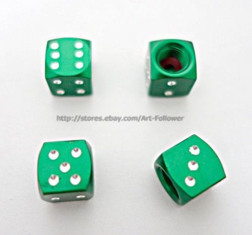 1set green dice tire air valve caps aluminium metal cover car truck bike motor