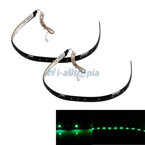 New 2x 30cm car lamp grill 15 smd led 1210 bulb strip decoration light 12v green