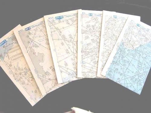 Aviation navigational enroute charts (6) new, open to 28&#034;w x 20 1/2&#034; h.  see pic