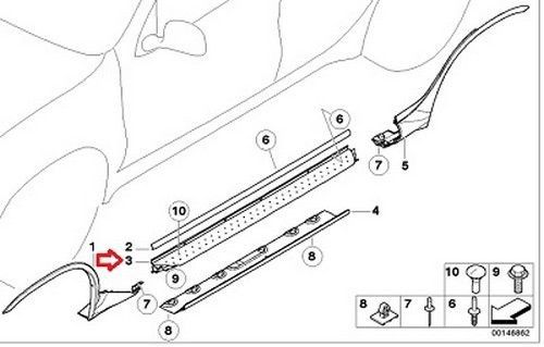 Bmw genuine running footboard board support cover right e53 x5 3.0i 4.4i 4.6is