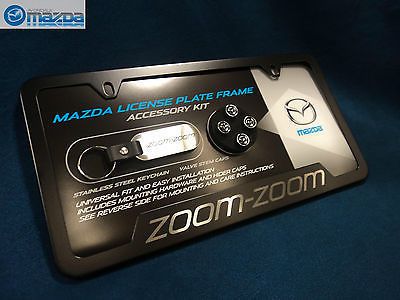 New oem mazda black stainless steel zoom zoom license plate frame accessory kit