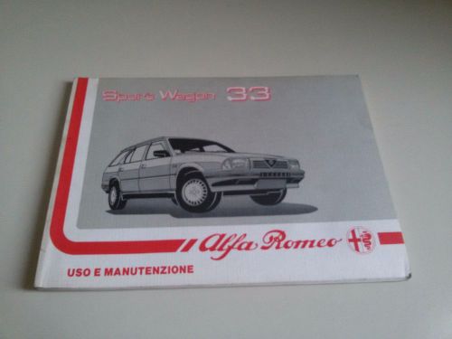 Alfa romeo sport wagon 33 manuale uso manutenzione libretto 1988 - owners manual