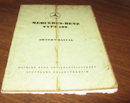 1958 1959 mercedes benz type 190 owners manual edition d