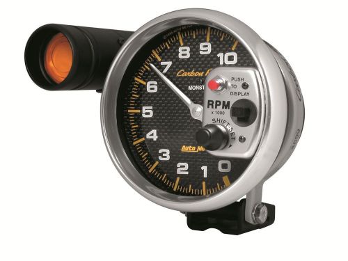 Auto meter 4899 carbon fiber tachometer gauge 5&#034; 10000rpm w/ shift light