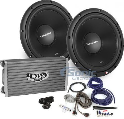 1000w rockford fosgate/boss bass package: 2 12&#034; prime subs + 2 channel amp &amp; kit