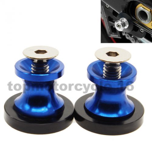 Blue 6mm cnc swingarm sliders spools yamaha 85-14 vmax 05-07 yzf-600r 98-14 yzfr