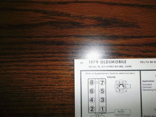 1979 oldsmobile series code x 5.7 litre 350 ci v8 sun tune up chart great shape!