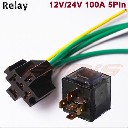 1 set car truck auto 12v 100a 100 amp spdt relay relays 5 pin 5p &amp; socket 5 wire